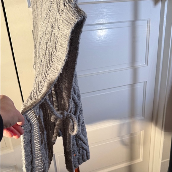 Anthro Sleeping On Snow Cable Knit Tie Side Poncho Cardigan Angora Wool OS - Picture 11 of 11